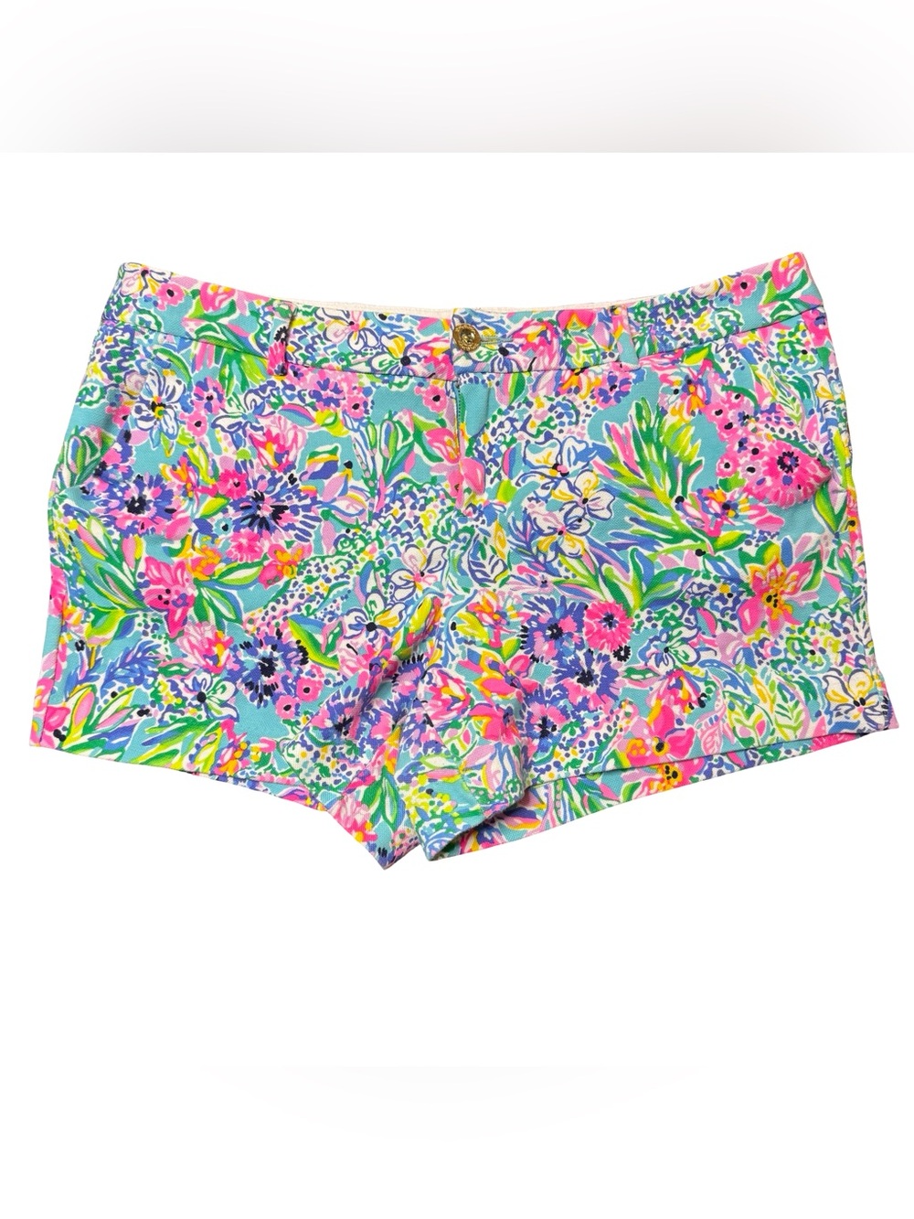 Lilly Pulitzer Callahan Knit Shorts Amalfi Blue Alligator Isle print women’s 16